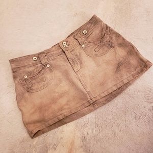 H&M - Khaki Denim Mini Skirt - Size: 8